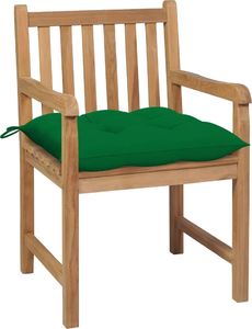vidaXL Krzesła ogrodowe 2 szt. zielone poduszki, lite drewno tekowe (3062750) 2