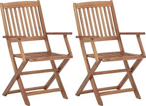 vidaXL Składane krzesła ogrodowe z poduszkami 2 szt. drewno akacjowe 2