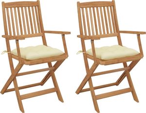 vidaXL Składane krzesła ogrodowe z poduszkami 2 szt. drewno akacjowe (3064607) 1
