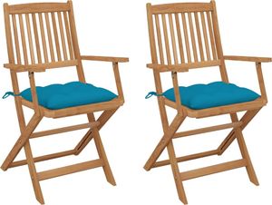 vidaXL Składane krzesła ogrodowe z poduszkami 2 szt. drewno akacjowe (3064609) 1