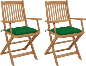 vidaXL Składane krzesła ogrodowe z poduszkami 2 szt. drewno akacjowe (3064610) 1