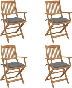 vidaXL Składane krzesła ogrodowe z poduszkami 4 szt. drewno akacjowe (3064633) 1