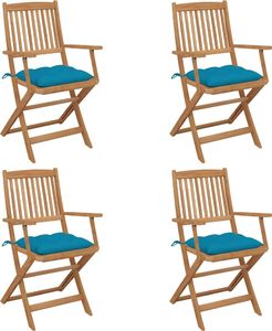 vidaXL Składane krzesła ogrodowe z poduszkami 4 szt. drewno akacjowe (3064636) 1