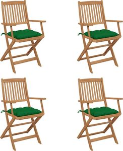 vidaXL Składane krzesła ogrodowe z poduszkami 4 szt. drewno akacjowe (3064637) 1