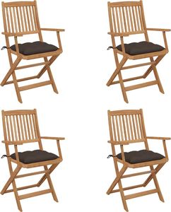 vidaXL Składane krzesła ogrodowe z poduszkami 4 szt. drewno akacjowe (3064640) 1