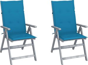 vidaXL Rozkładane krzesła ogrodowe z poduszkami 2 szt. lita akacja (3064702) 1