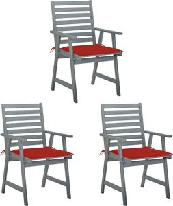 vidaXL Krzesła ogrodowe z poduszkami 3 szt. lite drewno akacjowe (3064434) 1