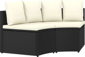 vidaXL 2-częściowa sofa ogrodowa, z poduszkami, polirattan, czarna 1