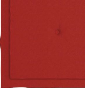 vidaXL Fotel bujany z czerwoną poduszką, lite drewno tekowe 7