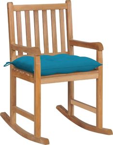 vidaXL Fotel bujany z jasnoniebieską poduszką, lite drewno tekowe 1