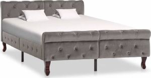 vidaXL Rama łóżka, szara, tapicerowana aksamitem, 120 x 200 cm 1