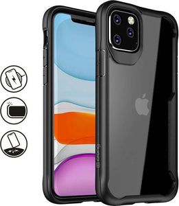 Crong Crong Hybrid Clear Cover - Zestaw etui iPhone 11 Pro (czarny) + szkło hybrydowe 9H 3