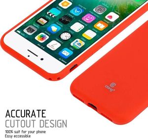 Crong Crong Soft Skin Cover - Zestaw etui iPhone SE 2020 / 8 / 7 (czerwony) + szkło hybrydowe 9H (biała ramka) 4