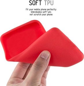 Crong Crong Soft Skin Cover - Zestaw etui iPhone SE 2020 / 8 / 7 (czerwony) + szkło hybrydowe 9H (biała ramka) 8