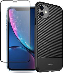Crong Crong Prestige Carbon Cover - Zestaw etuii iPhone 11 (czarny) + szkło hybrydowe 9H 2