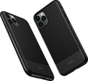 Crong Crong Prestige Carbon Cover - Zestaw etui iPhone 11 Pro (czarny) + szkło hybrydowe 9H 4