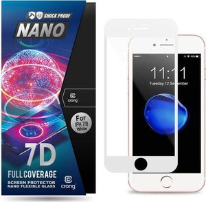 Crong Crong 7D Nano Flexible Glass - Szkło hybrydowe 9H na cały ekran iPhone SE 2020 / 8 / 7 / 6s / 6 (White) 1