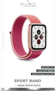 Puro PURO Nylon - Pasek do Apple Watch 42 / 44 mm (Karalowy/Różowy) 4