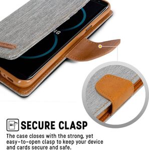 Mercury Mercury Canvas Diary - Etui Samsung Galaxy S8+ z kieszeniami na karty + stand up (szary/camel) 3