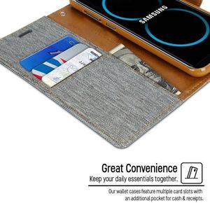 Mercury Mercury Canvas Diary - Etui Samsung Galaxy S8+ z kieszeniami na karty + stand up (szary/camel) 4