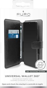 Puro PURO Universal Wallet 360 - Uniwersalne etui obrotowe z kieszeniami na karty, rozmiar XXL (czarny) 5