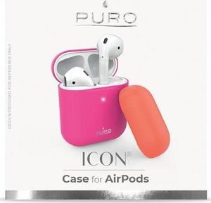 Puro PURO ICON Fluo Case - Etui do Airpods 1 & 2 gen z dodatkową osłonką (Fluo Fucsia + Fluo Orange Cap) 5