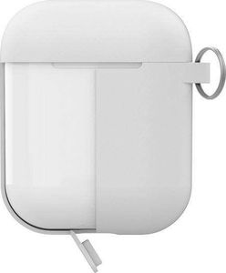 Puro PURO ICON Case with hook - Etui Apple AirPods 1 & 2 generacji z dodatkową osłonką i karabińczykiem (White + Dark Grey Cap) 2