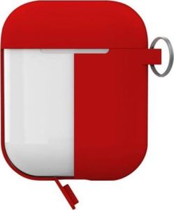 Puro PURO ICON Case with hook - Etui Apple AirPods 1 & 2 generacji z dodatkową osłonką i karabińczykiem (Red + White Cap) 2