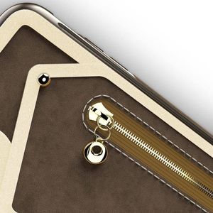 Zizo Zizo Nebula Wallet Case - Skórzane etui iPhone X z kieszeniami na karty + saszetka na zamek + szkło 9H na ekran (Dark Brown/Brown) 4