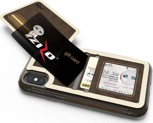Zizo Zizo Nebula Wallet Case - Skórzane etui iPhone X z kieszeniami na karty + saszetka na zamek + szkło 9H na ekran (Dark Brown/Brown) 5