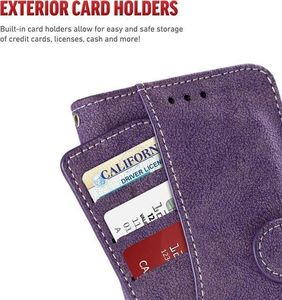 Zizo Zizo Slide Out Wallet Pouch - Skórzane etui iPhone X z kieszeniami na karty wewnątrz oraz na zewnątrz etui + stand up (Purple) 2