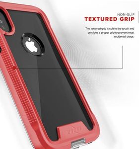 Zizo Zizo ION Cover - Pancerne etui iPhone X + szkło 9H na ekran (Red/Clear) 2