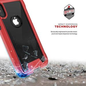 Zizo Zizo ION Cover - Pancerne etui iPhone X + szkło 9H na ekran (Red/Clear) 5