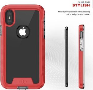 Zizo Zizo ION Cover - Pancerne etui iPhone X + szkło 9H na ekran (Red/Clear) 6