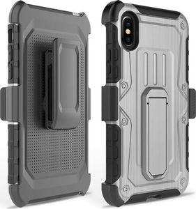 Zizo Zizo Heavy Duty Armor Case - Pancerne etui iPhone X z podstawką + uchwyt do paska (Gray/Black) 2
