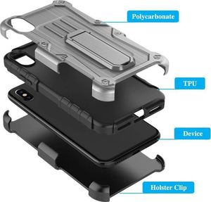 Zizo Zizo Heavy Duty Armor Case - Pancerne etui iPhone X z podstawką + uchwyt do paska (Gray/Black) 5
