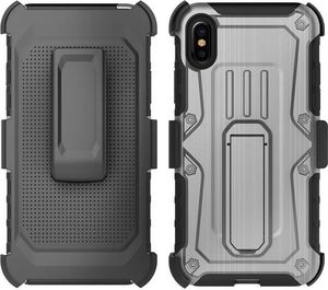 Zizo Zizo Heavy Duty Armor Case - Pancerne etui iPhone X z podstawką + uchwyt do paska (Gray/Black) 6