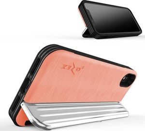 Zizo Zizo Retro Series - Etui iPhone Xs / X z kieszenią na karty + podstawka + szkło 9H na ekran (Peach/Silver) 5