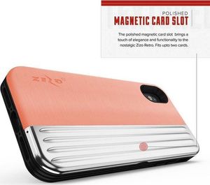 Zizo Zizo Retro Series - Etui iPhone Xs / X z kieszenią na karty + podstawka + szkło 9H na ekran (Peach/Silver) 6