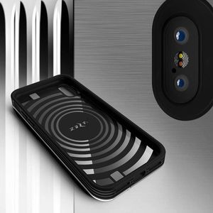 Zizo Zizo Retro Series - Etui iPhone Xs / X z kieszenią na karty + podstawka + szkło 9H na ekran (Gray/Silver) 8