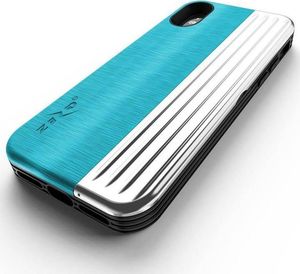 Zizo Zizo Retro Series - Etui iPhone Xs / X z kieszenią na karty + podstawka + szkło 9H na ekran (Baby Blue/Silver) 2