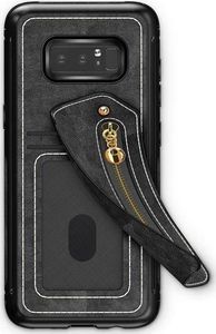 Zizo Zizo Nebula Wallet Case - Skórzane etui Samsung Galaxy Note 8 (2017) z kieszeniami na karty + saszetka na zamek + szkło 9H na ekran (Black/Black) 2