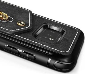 Zizo Zizo Nebula Wallet Case - Skórzane etui Samsung Galaxy Note 8 (2017) z kieszeniami na karty + saszetka na zamek + szkło 9H na ekran (Black/Black) 3
