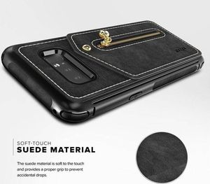 Zizo Zizo Nebula Wallet Case - Skórzane etui Samsung Galaxy Note 8 (2017) z kieszeniami na karty + saszetka na zamek + szkło 9H na ekran (Black/Black) 7