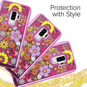 Zizo Zizo Liquid Glitter Star Case - Etui Samsung Galaxy S9+ (Multiflowers) 3