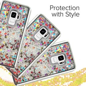 Zizo Zizo Liquid Glitter Star Case - Etui Samsung Galaxy S9 (Silver) 3