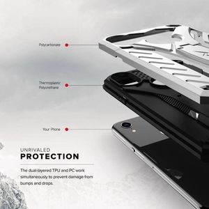 Zizo Zizo Static Cover - Pancerne etui iPhone XR z podstawką (Silver/Black) 4