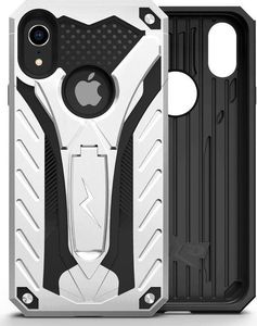 Zizo Zizo Static Cover - Pancerne etui iPhone XR z podstawką (Silver/Black) 7