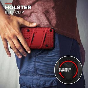 Zizo Zizo Bolt Cover - Pancerne etui iPhone 12 Mini ze szkłem 9H na ekran + podstawka & uchwyt do paska (czerwony/czarny) 4