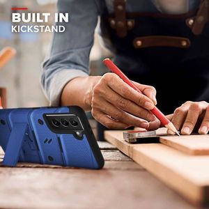 Zizo Zizo Bolt Cover - Pancerne etui Samsung Galaxy S21+ 5G ze szkłem 9H na ekran + podstawka & uchwyt do paska (niebieski/czarny) 6